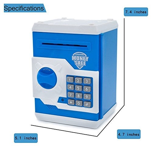 Magicwand Plastic Money Safe Kids Piggy Savings Bank with Electronic Lock【2 Yrs & Up】【Pack of 1】【Blue 🙳 White】 - Image 4