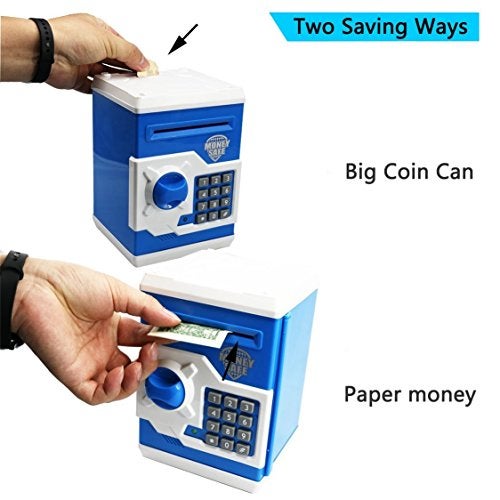 Magicwand Plastic Money Safe Kids Piggy Savings Bank with Electronic Lock【2 Yrs & Up】【Pack of 1】【Blue 🙳 White】 - Image 2