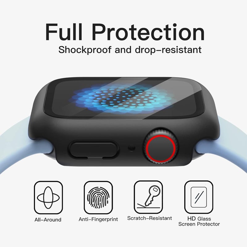 Case with Screen Protector for Apple Watch Series 9/8/7 45mm, Black | Built-in Tempered Glass, High Touch Sensitivity, Full Protection, Hard PC Design - Image 5