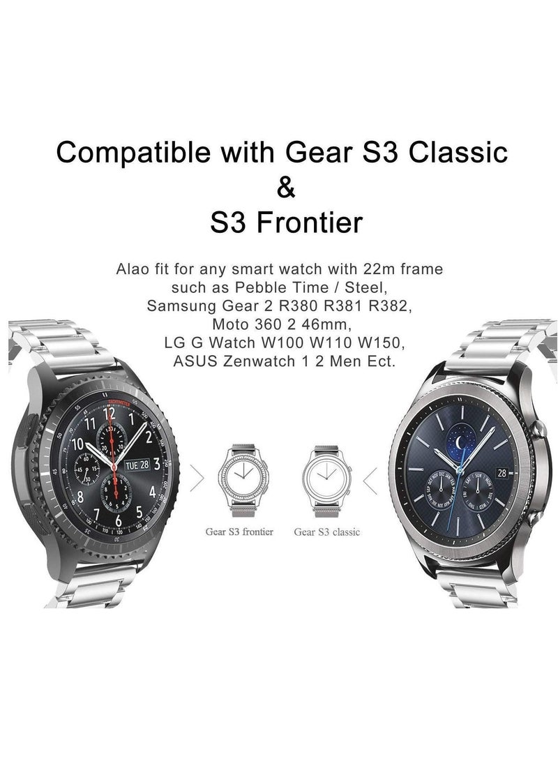 Sum-of-Best Stainless Steel Metal Replacement Gear S3 Bands (Black) 22mm - Image 4