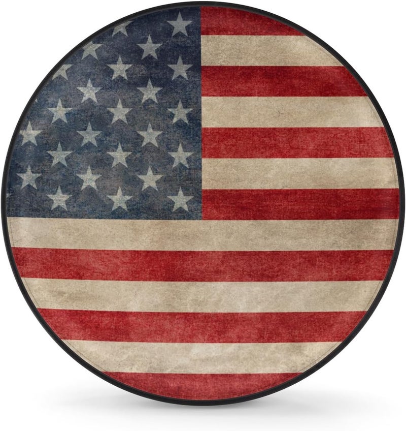 cfpolar Spare Tire Cover for RV Trailer,Vintage American Flag Waterproof Sun Leather Wheel Cover,Camper Spare Tire Covers Fit for Jeep Travel Trailer SUV Truck Accessories (16 in for Diameter 29” - 31”),F-6 - Image 1