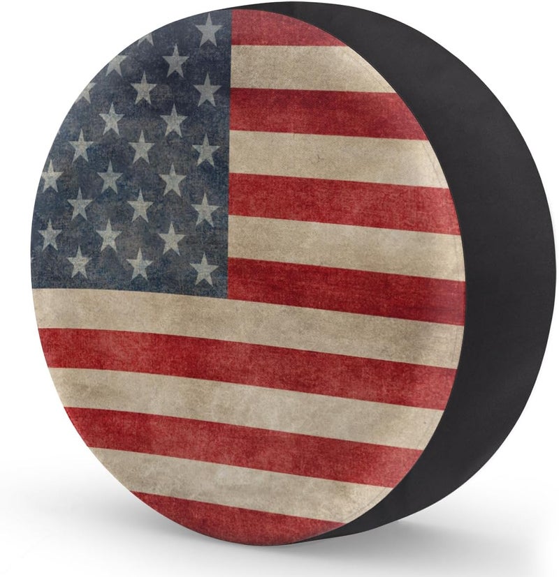 cfpolar Spare Tire Cover for RV Trailer,Vintage American Flag Waterproof Sun Leather Wheel Cover,Camper Spare Tire Covers Fit for Jeep Travel Trailer SUV Truck Accessories (16 in for Diameter 29” - 31”),F-6 - Image 2