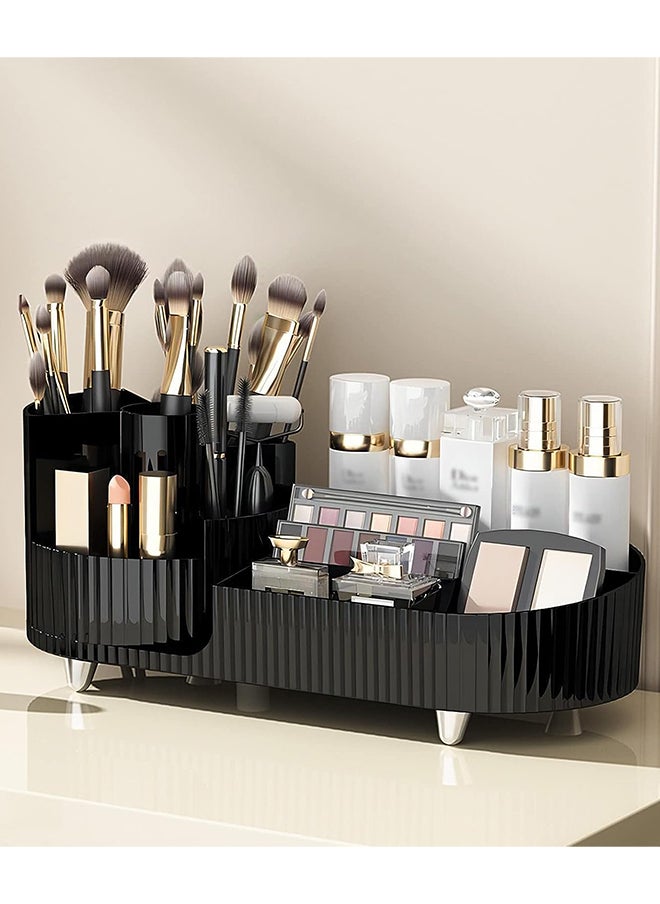 Sharpdo - Large Capacity Makeup Brush Holder,360° Rotating Makeup Organizer,9 Slot Makeup Brushes Cup,for Vanity Decor,Bathroom Countertops,Desk Storage Container,Cosmetic Display cases - Image 1