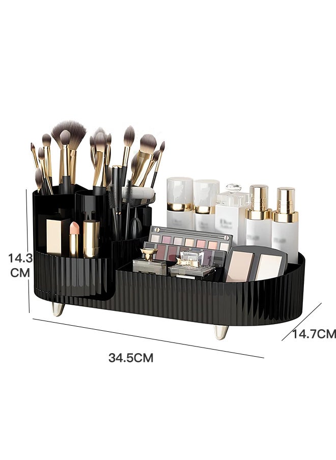Sharpdo - Large Capacity Makeup Brush Holder,360° Rotating Makeup Organizer,9 Slot Makeup Brushes Cup,for Vanity Decor,Bathroom Countertops,Desk Storage Container,Cosmetic Display cases - Image 1