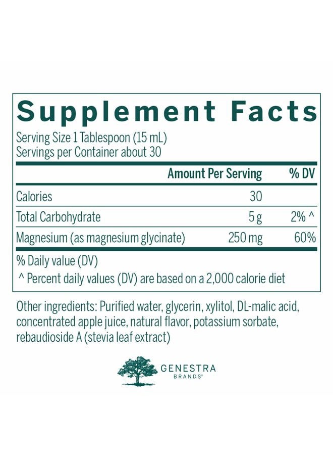 Genestra Brands سائل مغنيسيوم جليسينات | يدعم وظيفة العضلات الطبيعية ويساعد في استقلاب الكربوهيدرات والبروتينات | 15.2 أونصة سائلة | نكهة التفاح والرمان - Image 2