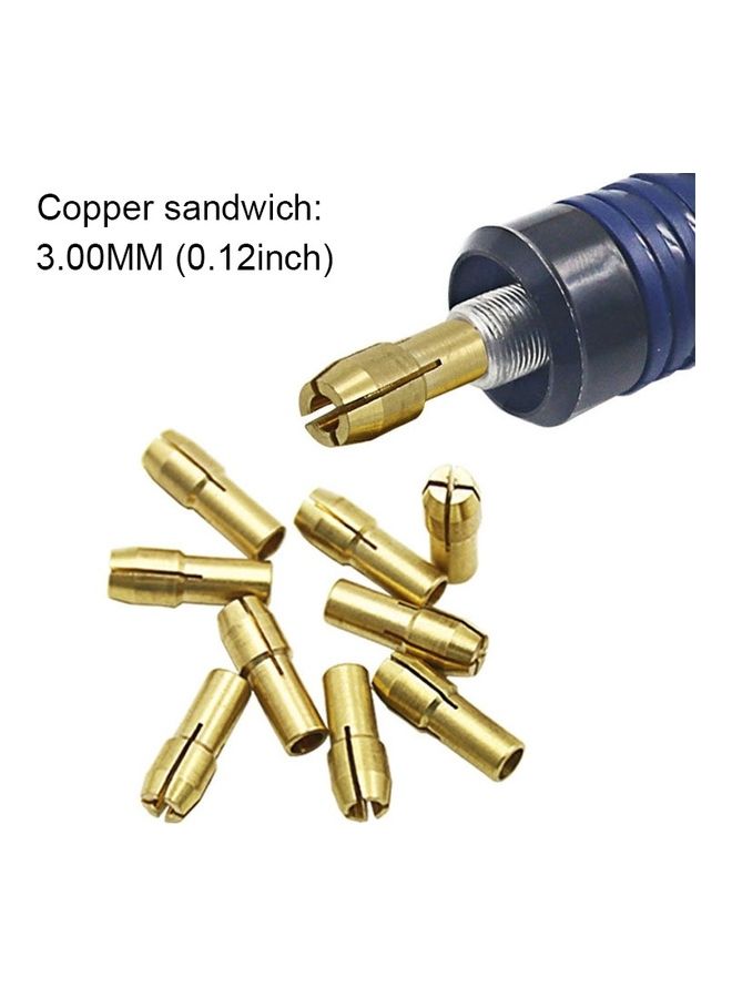 10-Piece Three-Claw Copper Clamp Nut for Electric Mill Fittings Golden - Image 2