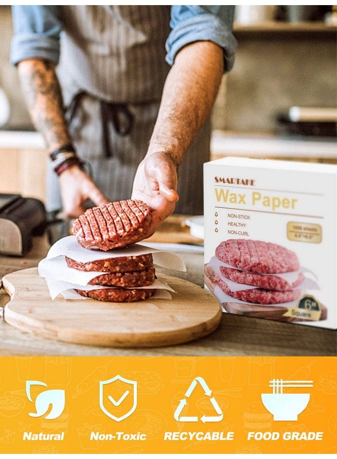 SMARTAKE ورق شمع 6 × 6 بوصة 1000 قطعة ورق فاصل غير لاصق لبرغر باتي مربع ساندويتش لف ورق للغداء للمطاعم والشواء والنزهات والحفلات والشواء أبيض - Image 5