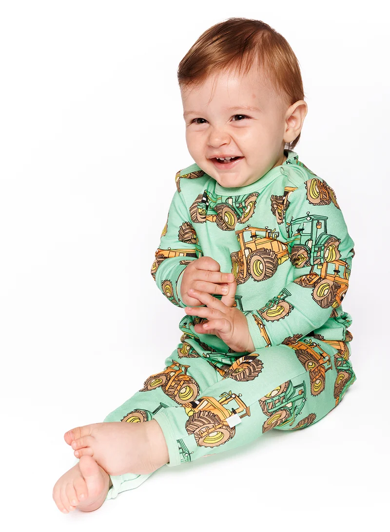 Småfolk Long-sleeved baby suit with tractors
