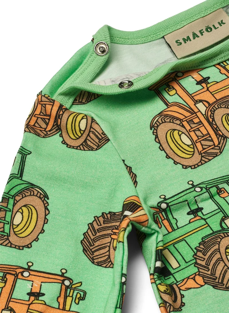 Småfolk Long-sleeved baby suit with tractors