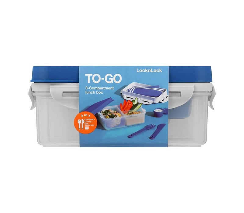 LOCK & LOCK LocknLock To Go Lunch Box 1L – BPA-Free, Leak-Proof Bento Lunch Box with Compartments & Built-In Cutlery, Microwave Safe - Image 2