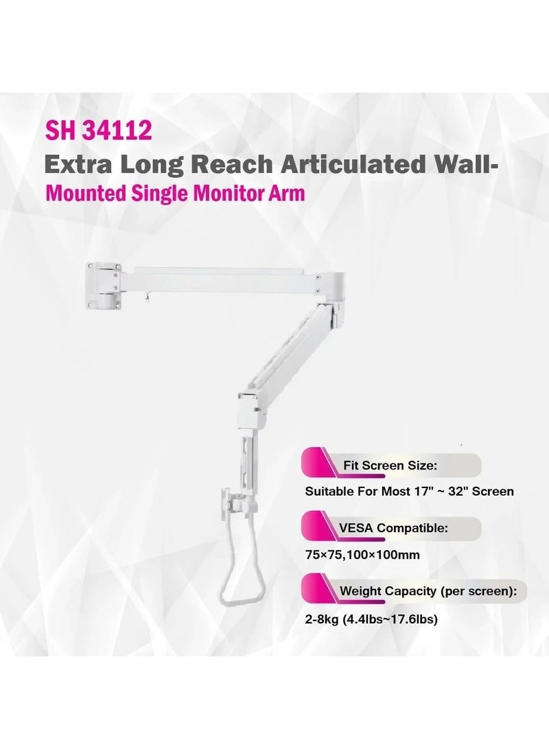 Skill Tech ذراع شاشة مفردة مثبتة على الحائط بمدى طويل جداً - SH34 112. - Image 4