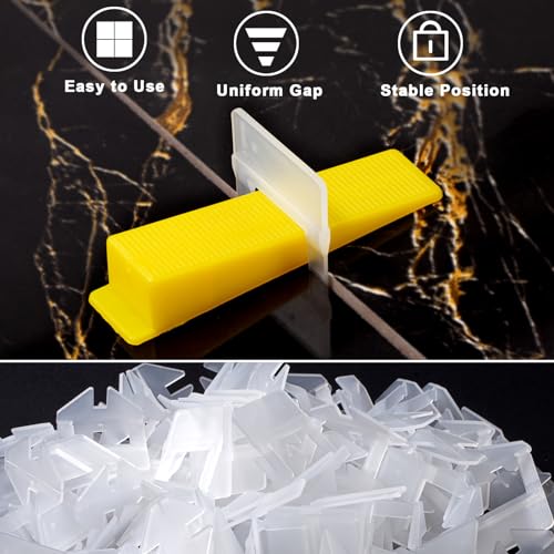 HeiLuon Tile Leveling System Clips Tiles Leveler Spacers Tile Clips 1/16 inch Tile Spacer 5500 Piece and 16 oz Rubber Mallet Hammer .Tile Tools Set for Professional Ceramic and Stone Installation - Image 4