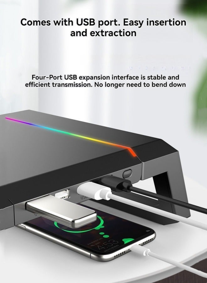 M MIAOYAN Multifunctional all-in-one monitor heightening stand laptop heightening stand RGB lighting computer stand  - Image 4