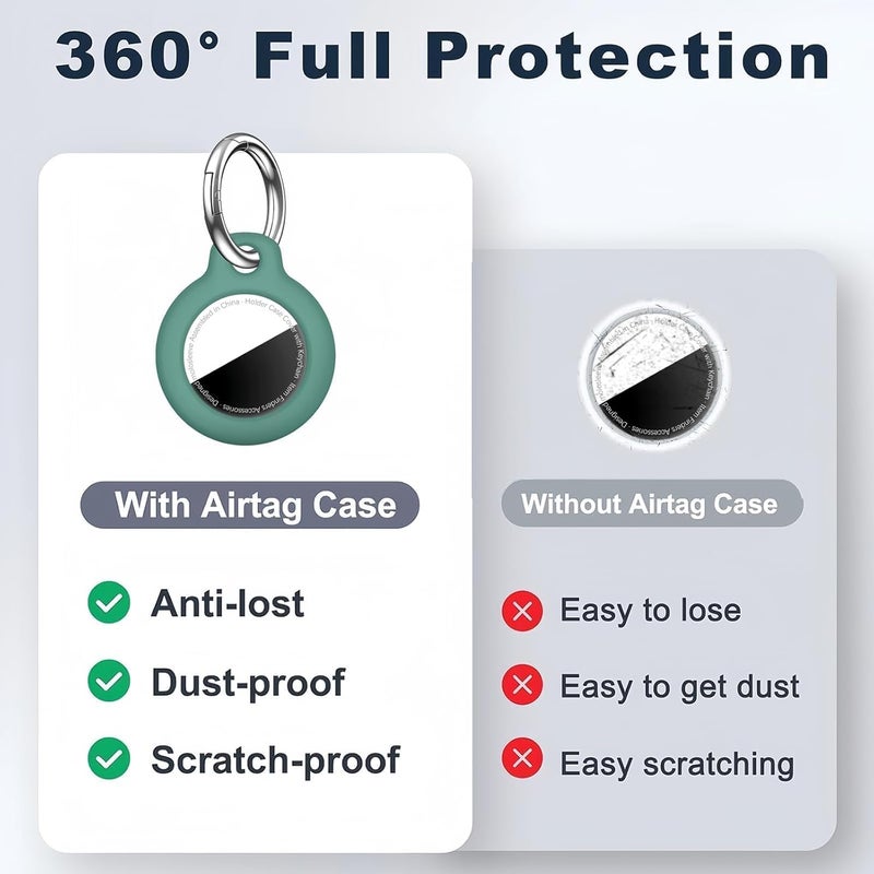 حافظة MOLOSLEEVE لحامل Airtag مع سلسلة مفاتيح، غطاء GPS مقاوم للصدمات ومضاد للخدش لـ Air Tags، إكسسوارات Airtag لحالات تتبع GPS للحقائب والأمتعة، أخضر صنوبري - Image 5