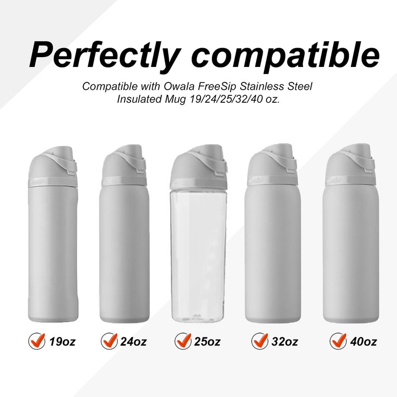 PEUTIER 3pcs Replacement Stopper Compatible with Owala FreeSip 24oz 32oz, BPA-Free Silicone Water Bottle Lid Gaskets Replacement for 19/24/32/40oz Bottle Mouth Cap Stopper Seal Parts Accessories (Grey) - Image 4