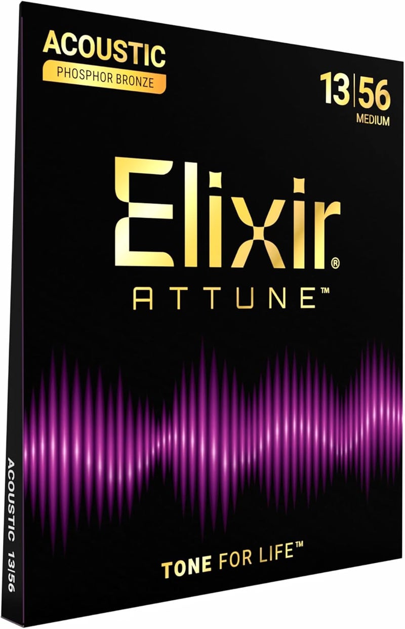 Elixir ATTUNE Acoustic Guitar Strings, Phosphor Bronze, Medium 13-56 - Image 1