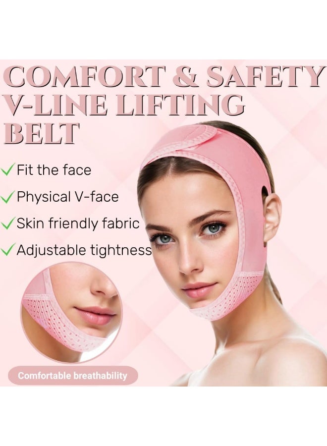 SKQIR V Line Lifting Mask Chin Strap for Sleeping, V Line Lifting Mask for Women,Jaw Exerciser，Medium,Pink - Image 3