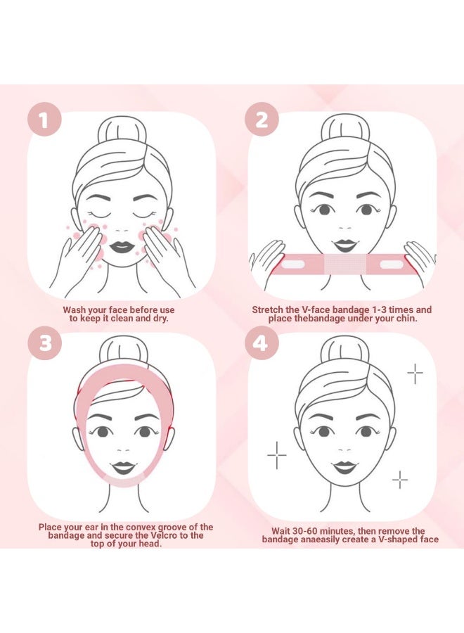 SKQIR V Line Lifting Mask Chin Strap for Sleeping, V Line Lifting Mask for Women,Jaw Exerciser，Medium,Pink - Image 5
