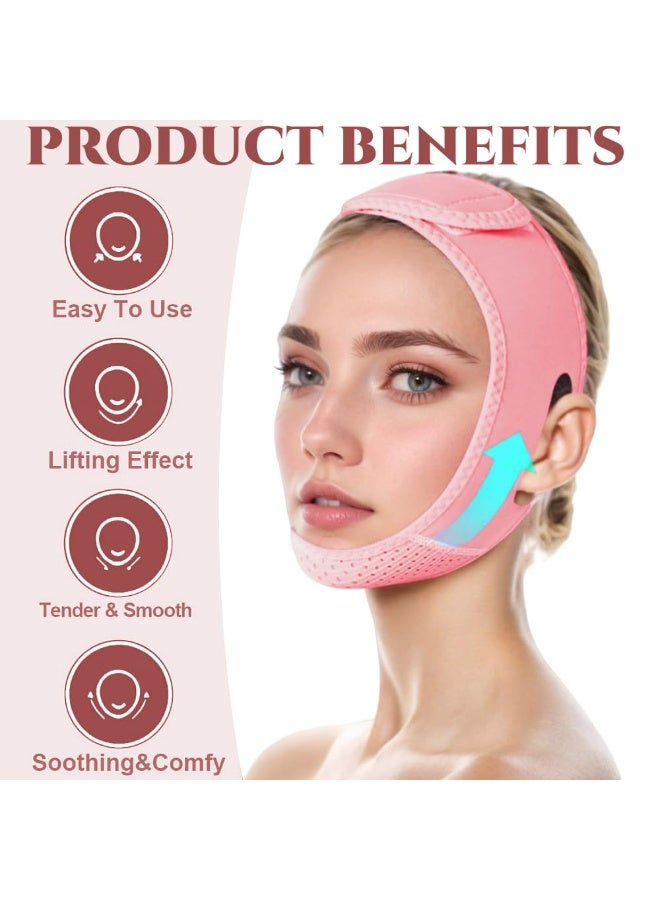 SKQIR V Line Lifting Mask Chin Strap for Sleeping, V Line Lifting Mask for Women,Jaw Exerciser，Medium,Pink - Image 4