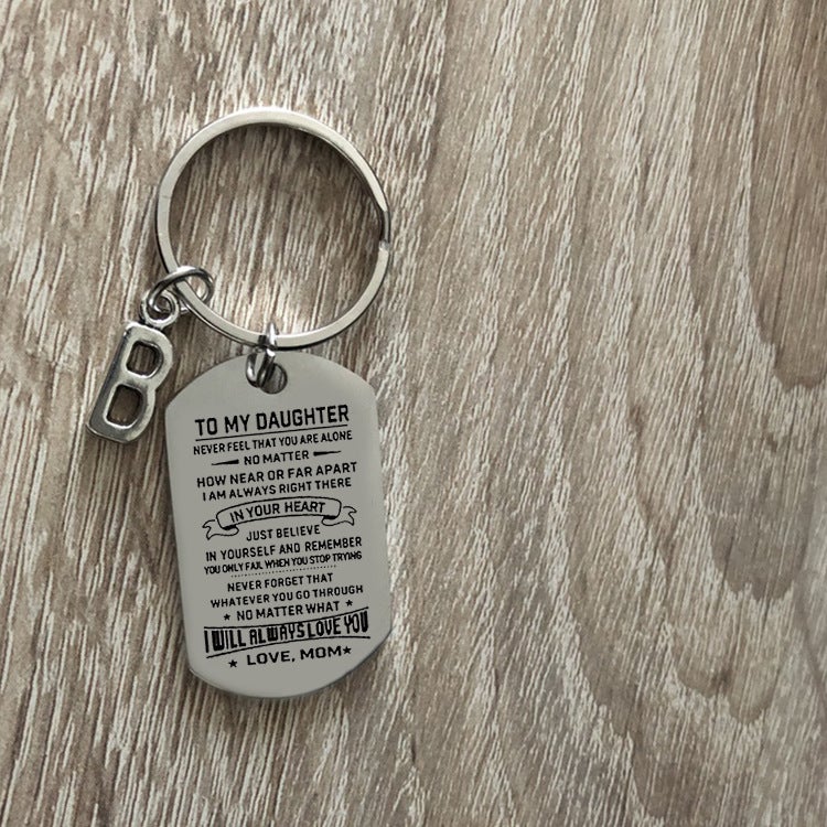Cross-border new stainless steel custom tag necklace TO MY SON dog tag key chain pendant jewelry mother son R - Image 5