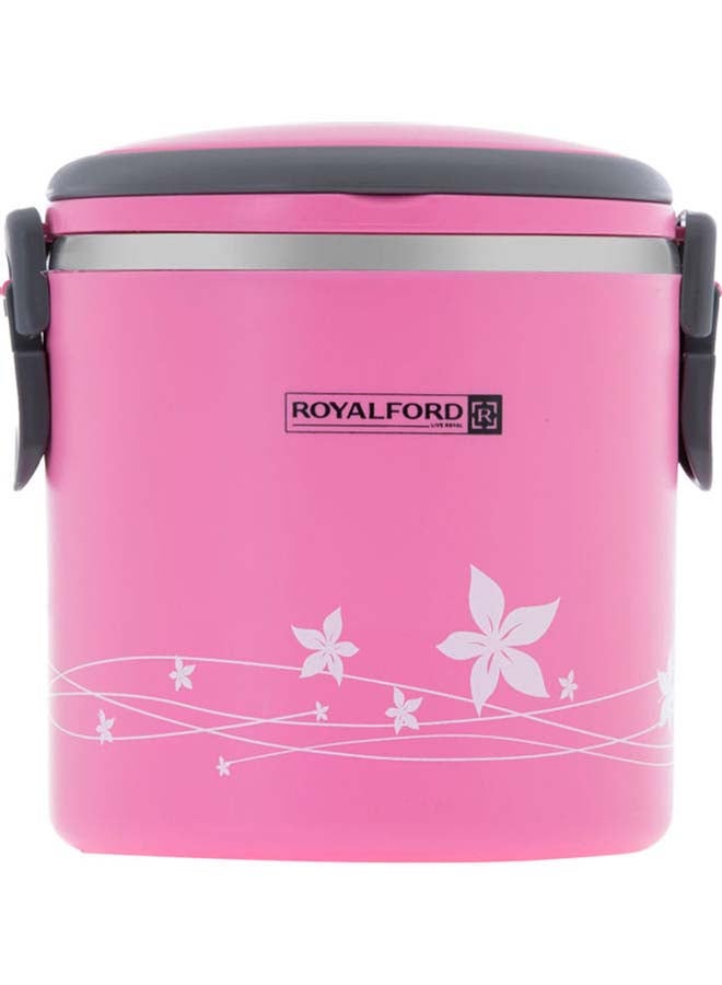 Royalford 2 In 1 Stainless Steel Lunch Box Pink 1.8Liters - Image 1