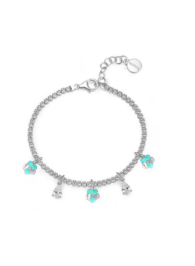 Rosato Gaia Sterling Tennis Bracelet with Flower Pendants