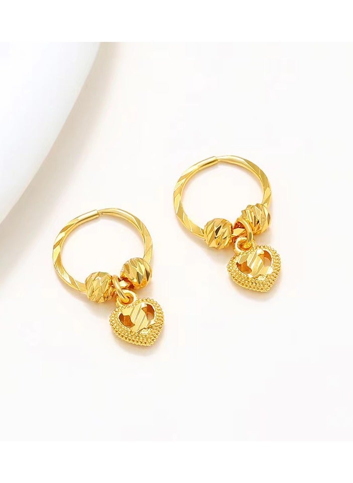 XUPING 2PCS Heart Hoop Earrings ewelry Hoop Earrings For Women 24K Gold Color Earrings Jewelry Teen Gift - Image 2