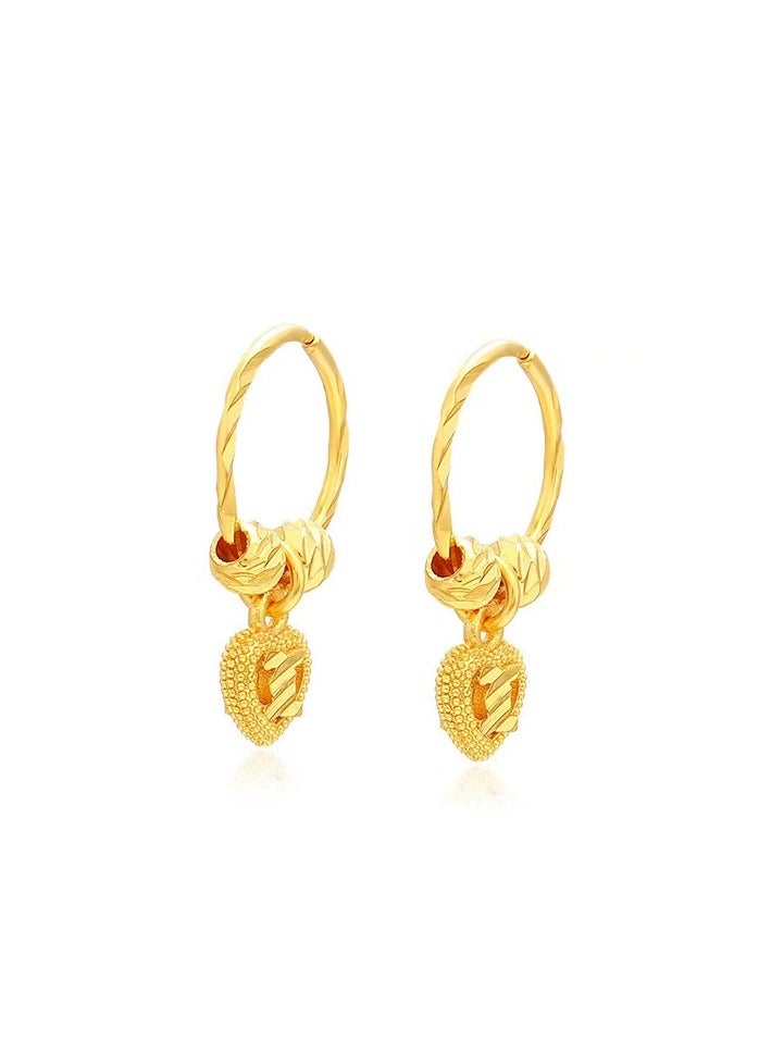 XUPING 2PCS Heart Hoop Earrings ewelry Hoop Earrings For Women 24K Gold Color Earrings Jewelry Teen Gift - Image 1