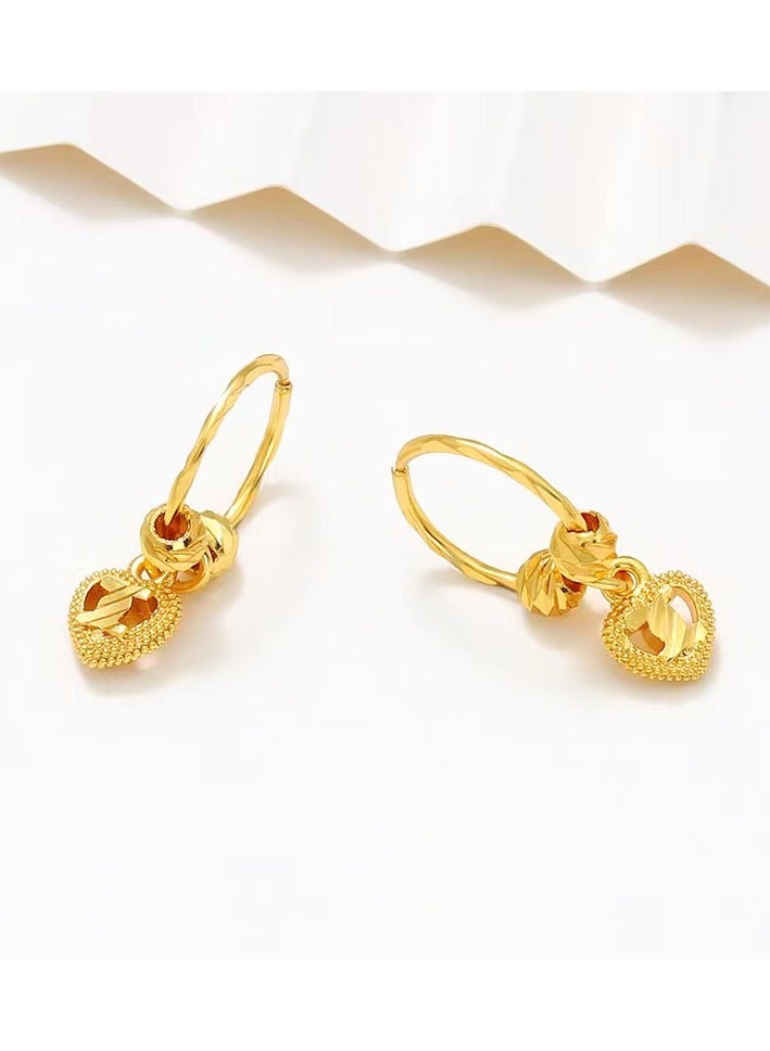 XUPING 2PCS Heart Hoop Earrings ewelry Hoop Earrings For Women 24K Gold Color Earrings Jewelry Teen Gift - Image 3
