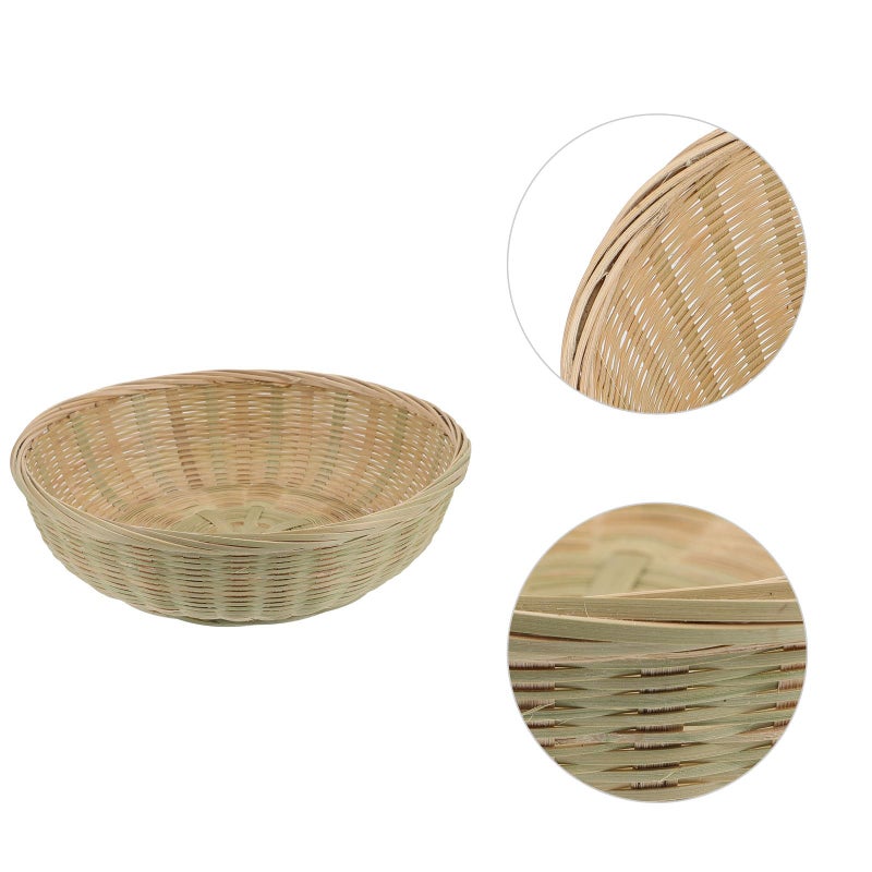 Handwoven Round Storage Basket 24cm Kitchen Fruit Vegetable Organizer Serving Snack Bread - Image 4