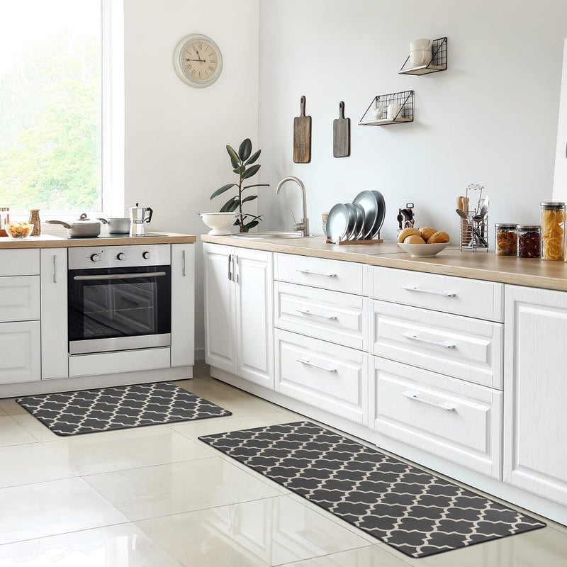 ComfiLife Kitchen Mats for Floor (2 PCs) â€“ Cushioned Anti Fatigue Kitchen Rug for Comfortable Standing â€“ Waterproof, Easy Clean, Non-Slip, Thick Kitchen Mat Set for Home, Office, Sink, Laundry (Gray) - Image 1