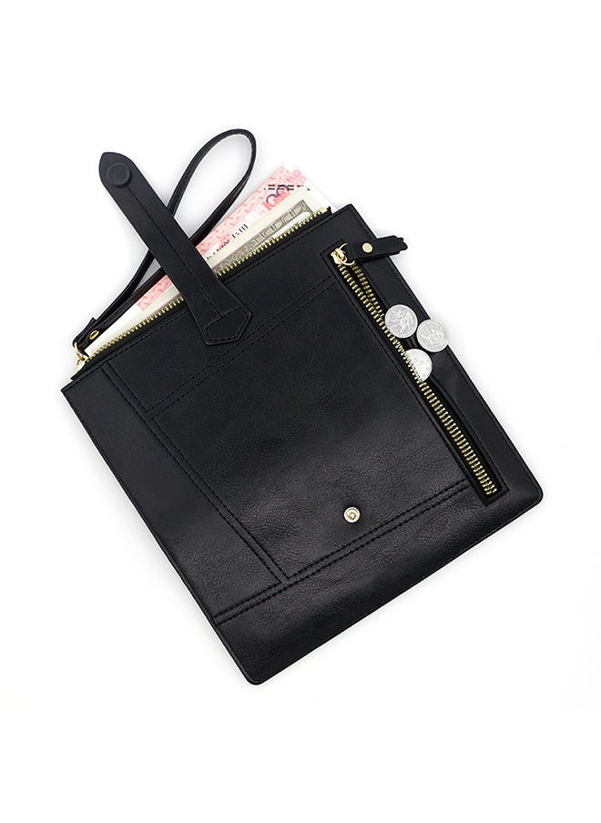 Generic - Fashion Hasp Ladies Soft PU Leather Clutch for Women Long Wallet Phone Zipper Bag Card Holder for Shopping Money Bag with Strap 19.5*10*2.5cm - Image 1