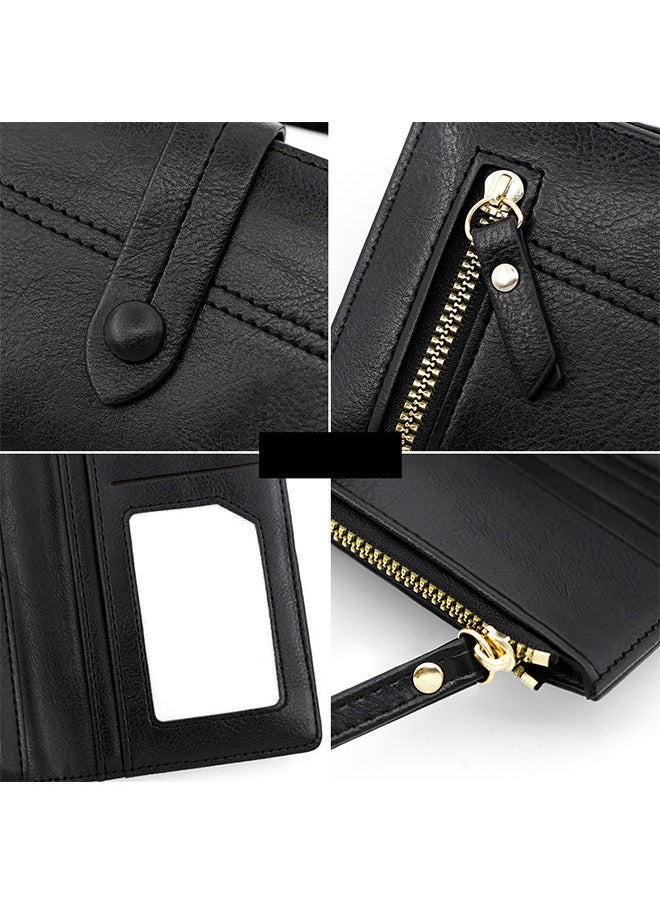 Generic - Fashion Hasp Ladies Soft PU Leather Clutch for Women Long Wallet Phone Zipper Bag Card Holder for Shopping Money Bag with Strap 19.5*10*2.5cm - Image 1