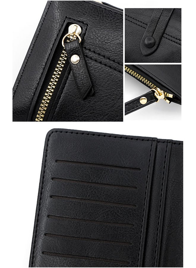 Generic - Fashion Hasp Ladies Soft PU Leather Clutch for Women Long Wallet Phone Zipper Bag Card Holder for Shopping Money Bag with Strap 19.5*10*2.5cm - Image 1
