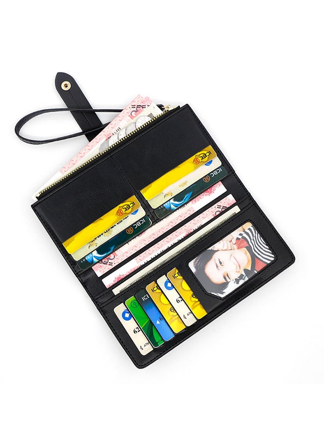 Generic - Fashion Hasp Ladies Soft PU Leather Clutch for Women Long Wallet Phone Zipper Bag Card Holder for Shopping Money Bag with Strap 19.5*10*2.5cm - Image 1