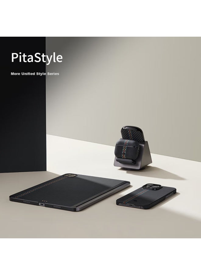 PITAKA Pitaka Apple 2nd Generation Magsafe Magnetic Ultra-thin Woven Kevlar Carbon Fiber Case Black Gray Diagonal Stripe  - Image 4