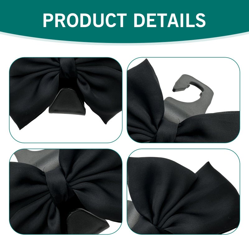 Zikefest 2PCS Car Seat Headrest Hooks, Car Purse Hook for Car, Cute Bow Car Rear Seat Storage Hooks, Interior Decorating Accessories for Purses, Bags, Umbrellas (Black) - Image 2