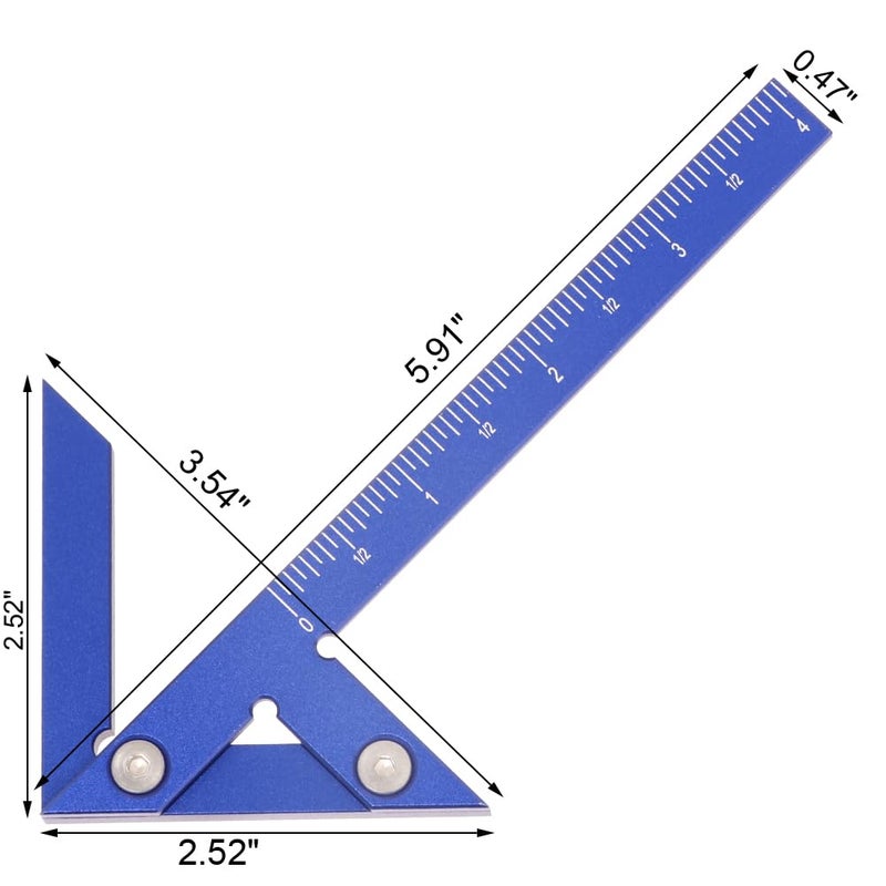 KETIPED Aluminum Imperial Circle Center Positioning, 45/90 Degree Positioning Ruler, Right Angle Positioning, Centerline Positioning, Multi-Function Arrow Ruler, High-Precision Measuring Ruler,044BL - Image 2