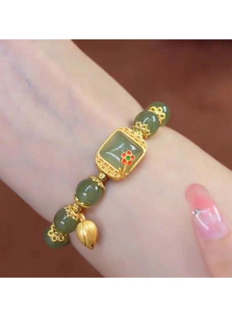 Green Chinese Lotus Double Layers Bracelet  - Image 3