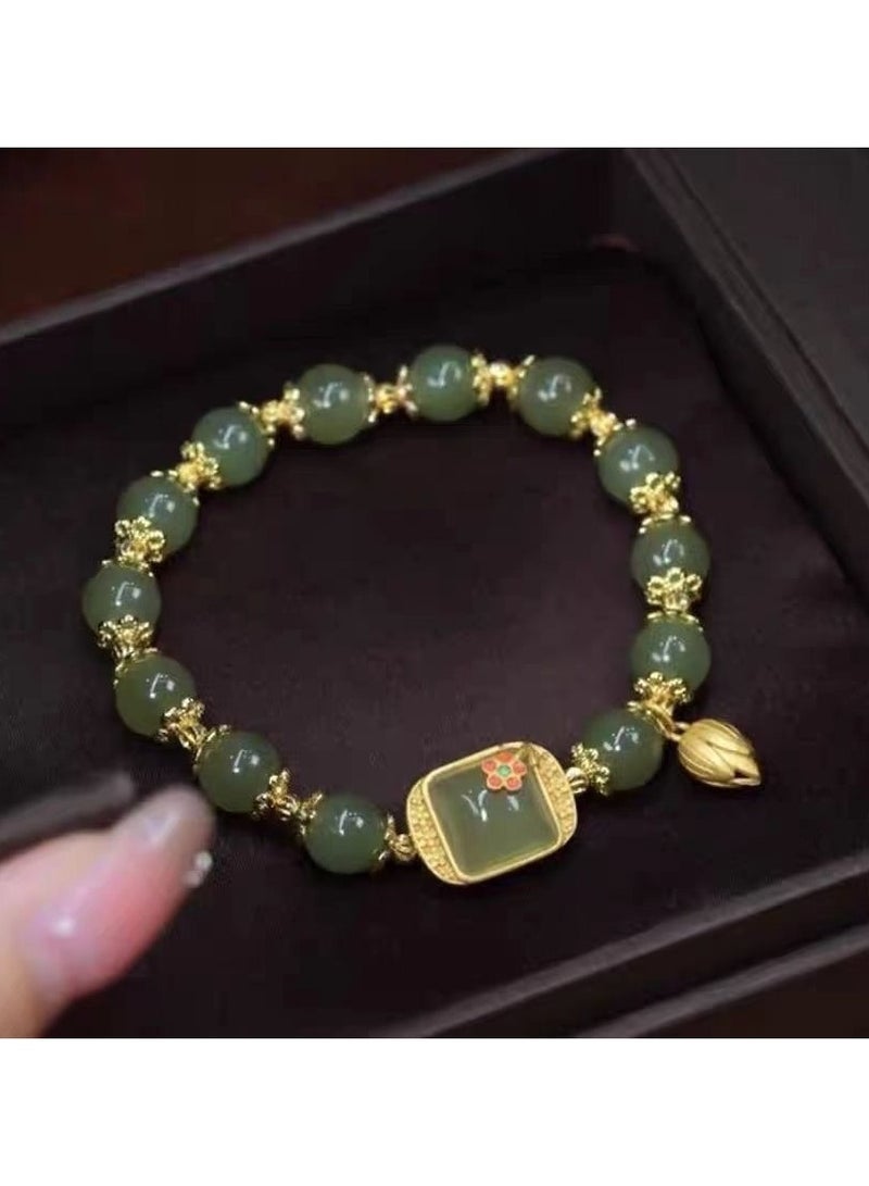Green Chinese Lotus Double Layers Bracelet  - Image 2