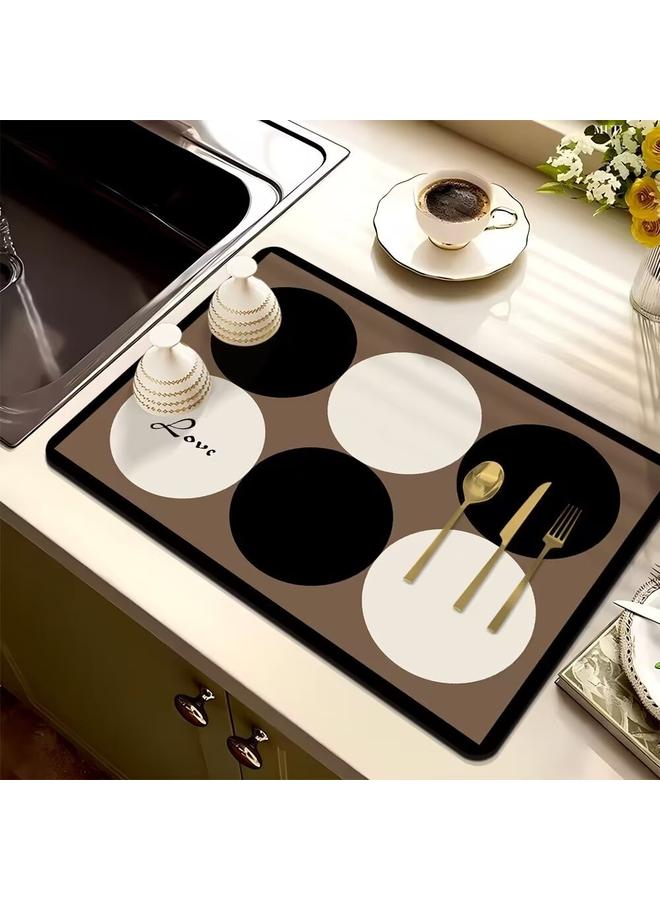 Bluejw French Line Series Kitchen Drain Mat Water Absorbent Quick-drying Tableware Mat Bar Counter Heat Insulation Mat Coffee Machine Drain Mat  - Image 1