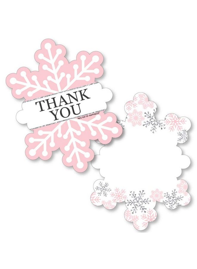 Big Dot of Happiness Pink Winter Wonderland Shaped Thank You Cards Holiday Snowflake Birthday Party And Baby Shower Thank You Note Cards With Envelopes Set Of 12  - Image 1