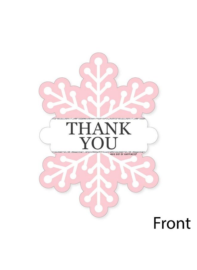 Big Dot of Happiness Pink Winter Wonderland Shaped Thank You Cards Holiday Snowflake Birthday Party And Baby Shower Thank You Note Cards With Envelopes Set Of 12  - Image 4