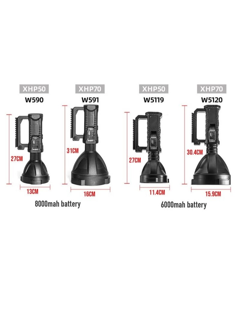 ماركة غير محددة - أضواء الطوارئ 90000 لومن LED كشاف كشاف فائق السطوع، كشاف كشاف قابل لإعادة الشحن، 4 أوضاع كشاف كشاف مقاوم للماء، للمشي لمسافات طويلة والتخييم والطوارئ، مع حامل ثلاثي القوائم وUSB (W5120) - Image 1