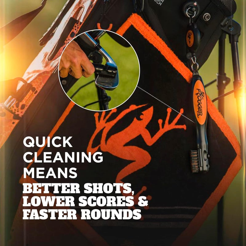 Frogger BrushPro Golf Club Cleaner with Ergonomic Grip and 2.5 ft. Retractable Cord, Sturdy Golf Club Brush and Groove Cleaner for Golfers, Golf Dad - Image 4