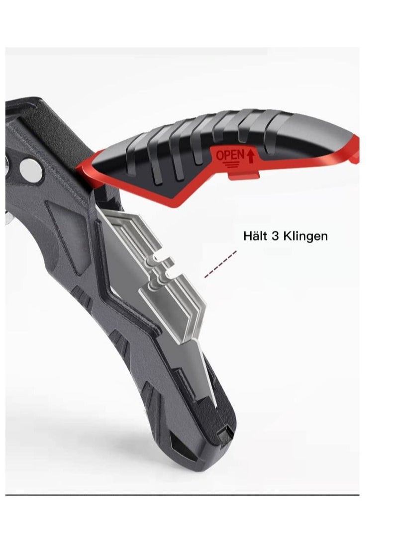 SYOSI Folding Utility Knife with 14 Replaceable SK5 Blades,Heavy Duty Box Cutter,Pocket Carpet Cutter,Multifunctional Retractable Lockback Knife with Safety-Lock & Angle Adjustment Button  - Image 3
