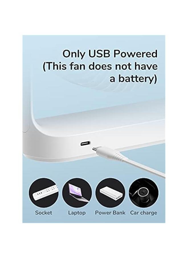 Generic - Desk Fan, Mini USB Small Portable Desktop Fan with 4 Speeds, Unique Design for Home Desktop Office Table Bedroom, Ultra Quiet, Strong Wind, 330°Rotate-Classic White - Image 1