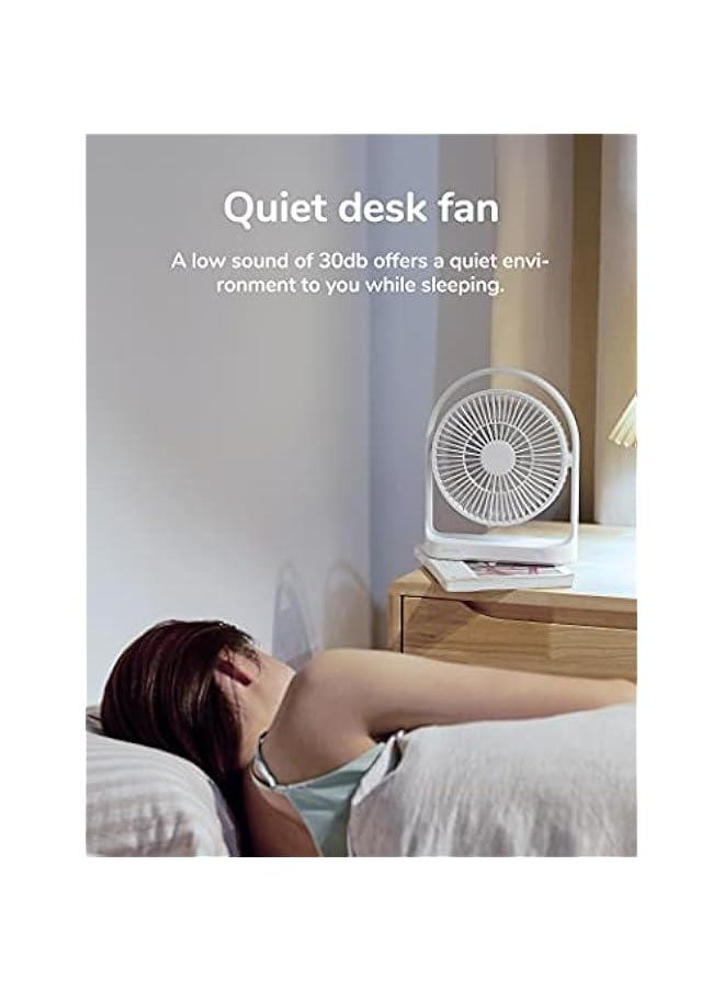 Generic - Desk Fan, Mini USB Small Portable Desktop Fan with 4 Speeds, Unique Design for Home Desktop Office Table Bedroom, Ultra Quiet, Strong Wind, 330°Rotate-Classic White - Image 1