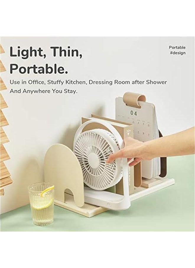 Generic - Desk Fan, Mini USB Small Portable Desktop Fan with 4 Speeds, Unique Design for Home Desktop Office Table Bedroom, Ultra Quiet, Strong Wind, 330°Rotate-Classic White - Image 1