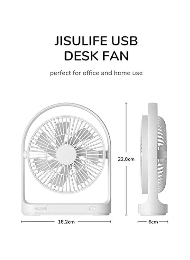 Generic - Desk Fan, Mini USB Small Portable Desktop Fan with 4 Speeds, Unique Design for Home Desktop Office Table Bedroom, Ultra Quiet, Strong Wind, 330°Rotate-Classic White - Image 1